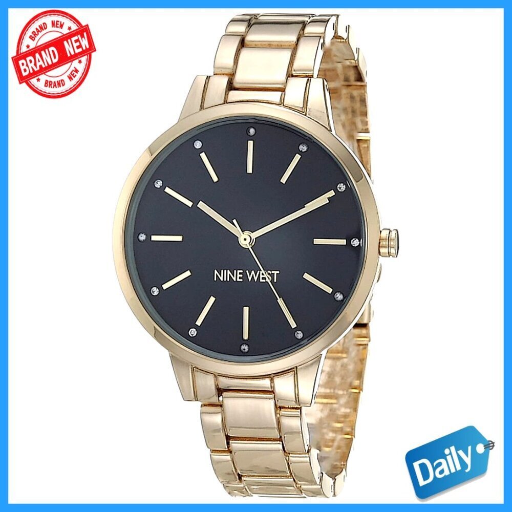 Gold-Tone Crystal Accent Bracelet Watch with Mineral Lens